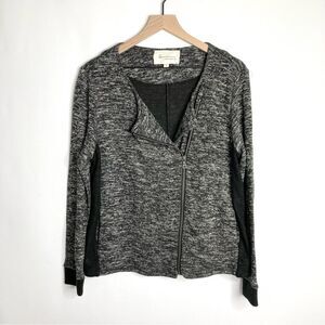 Two by Vince Camuto Moto Sweater Medium Gray Black